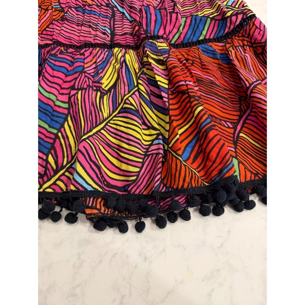 For The Republic Womens Large Tropical Leaf Pom Pom Trim Boho Dress Multi - Picture 6 of 6